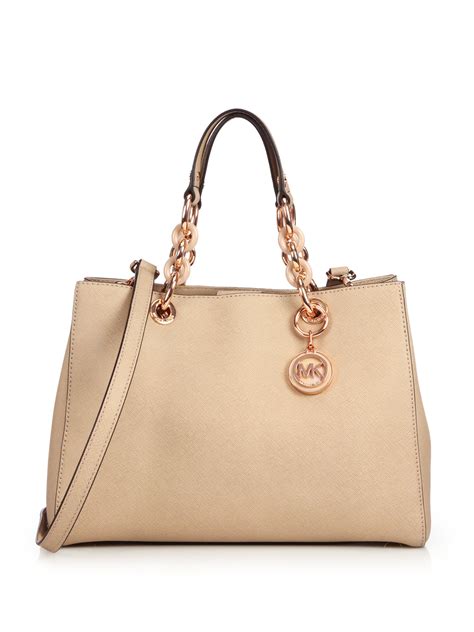 michael michael kors cynthia medium leather satchel|Cynthia Medium Saffiano Leather Satchel .